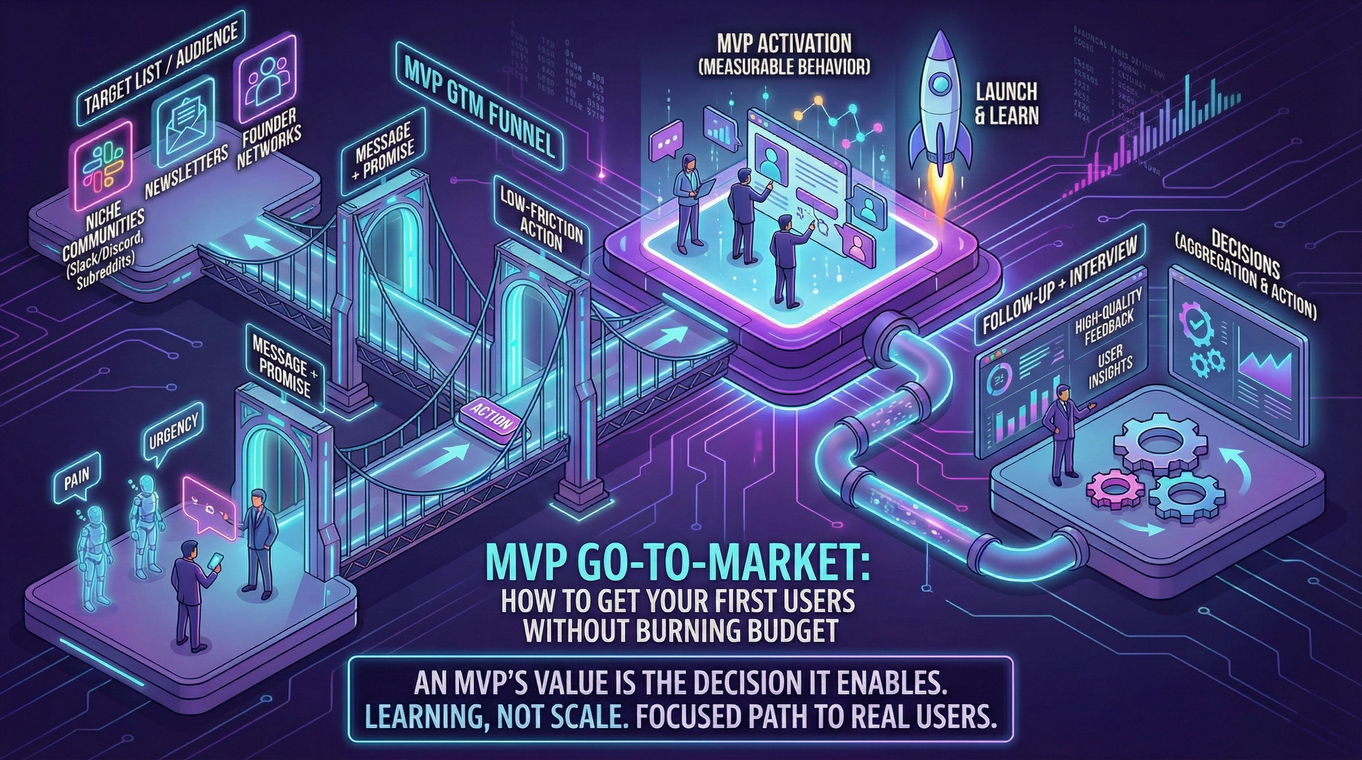 MVP Go-to-Market: Get Your First 100 Users in 8 Weeks (2026 Playbook)
